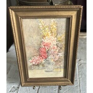 Vintage Still Life Floral Flower Arrangement Framed Signed Wall Art Decor 1962